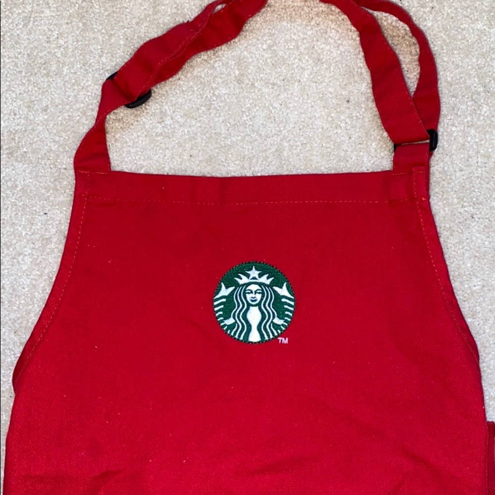 This is a red Starbucks apron.